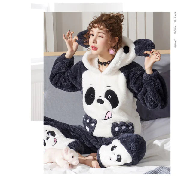 Couple's Coral Fleece Pajamas Set for Fall Winter