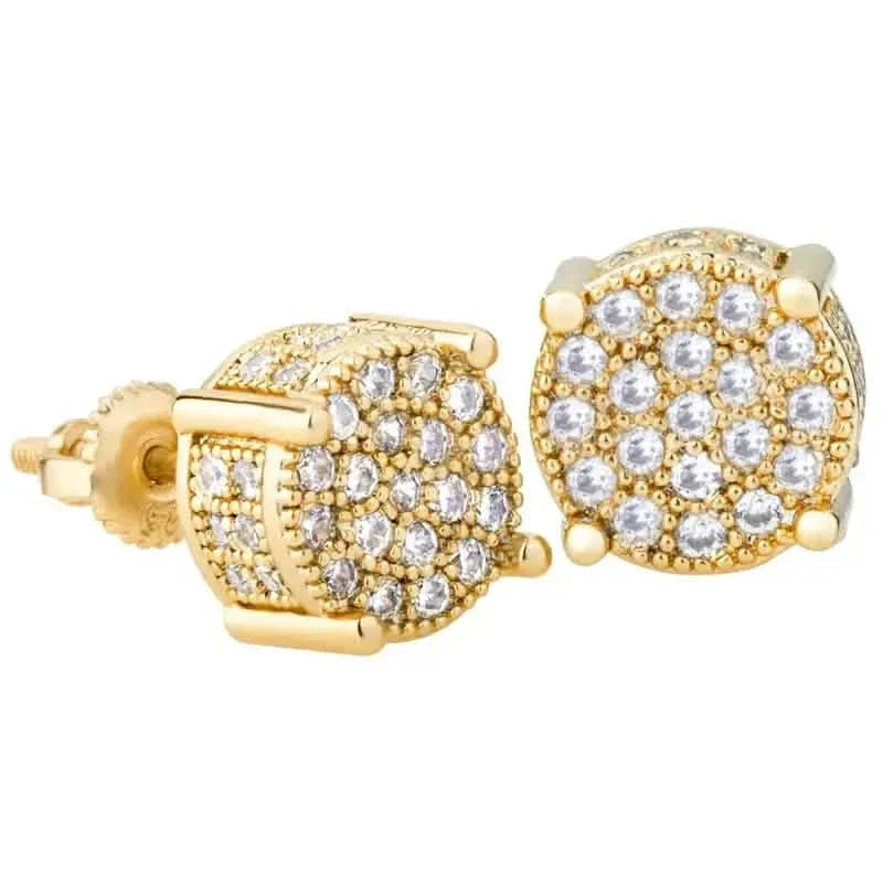 S925 Silver Hip-hop Men's Earrings With Synthetic Zirconia Micro-setting Color Plating Round Earrings