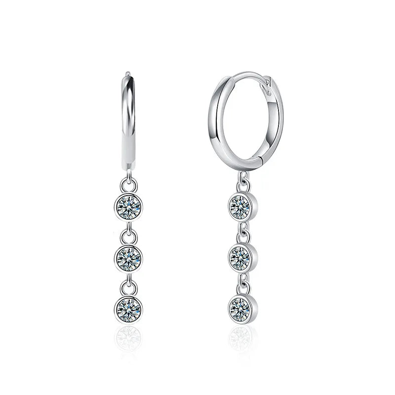 S925 Sterling Silver Moissanite Dangle Earrings Fringe Drop Studs for Women