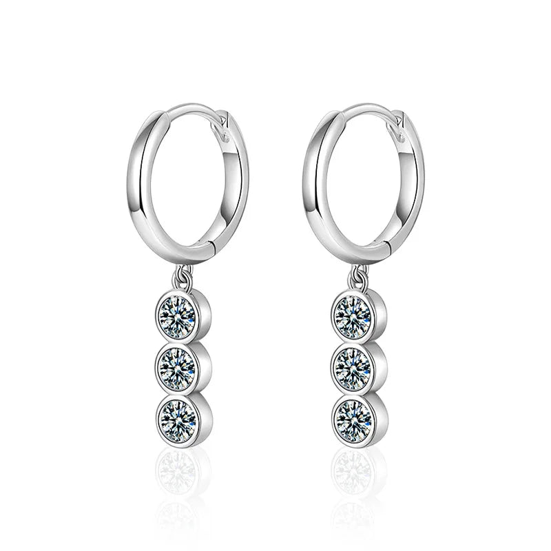 S925 Sterling Silver Moissanite Dangle Earrings Fringe Drop Studs for Women