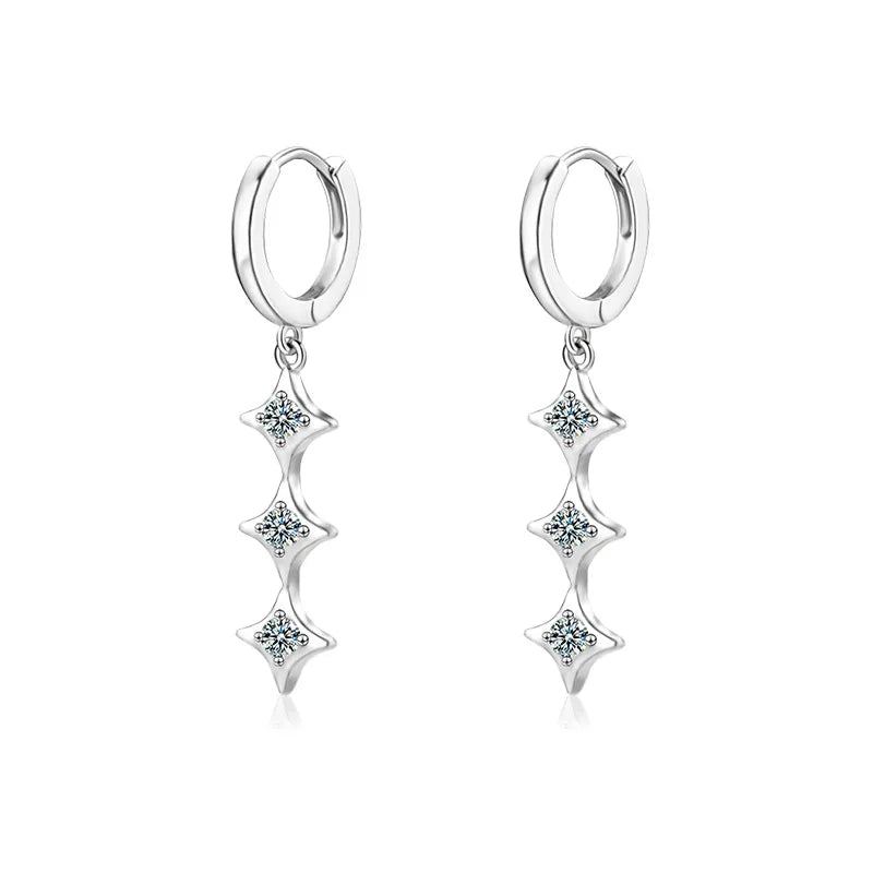 S925 Sterling Silver Moissanite Dangle Earrings Fringe Drop Studs for Women