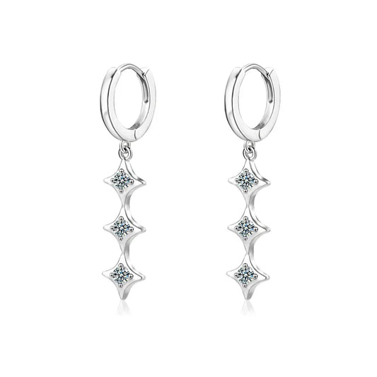 S925 Sterling Silver Moissanite Dangle Earrings Fringe Drop Studs for Women