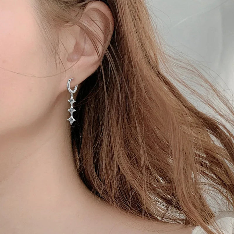 S925 Sterling Silver Moissanite Dangle Earrings Fringe Drop Studs for Women