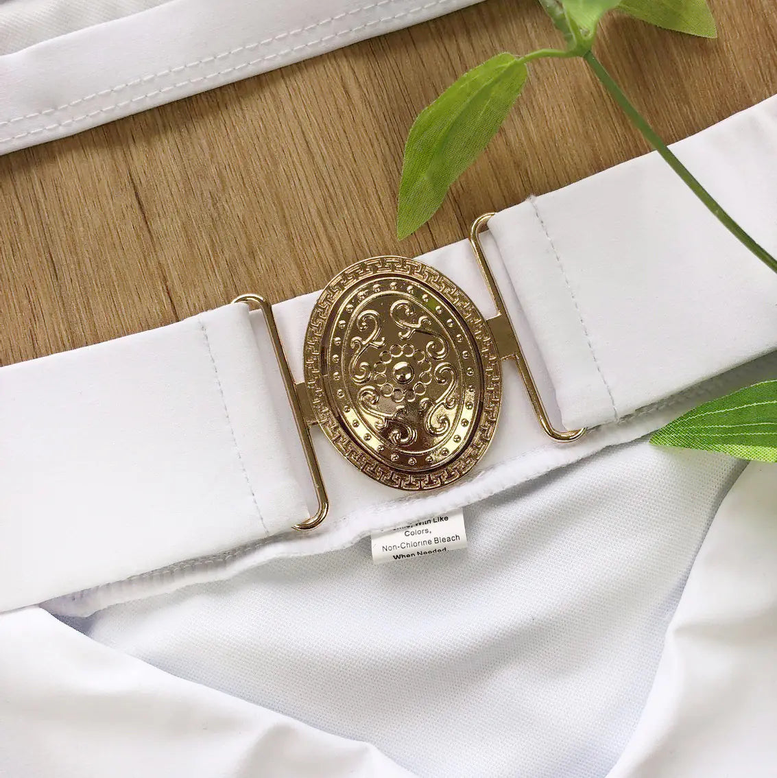 Chic Metal Buckle Strapless Bikini Swimsuit for Women