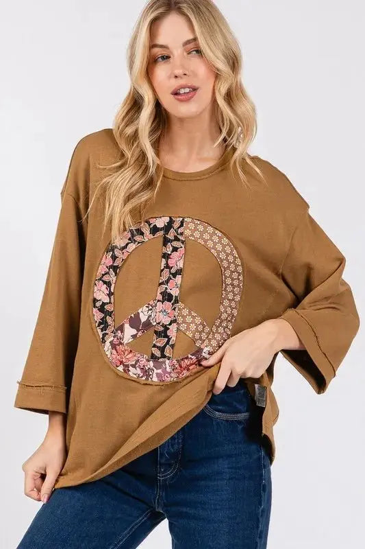 T-Shirts Trendsi SAGE+FIG Floral Top Women's Casual Tee Soft, Breathable T-Shirt