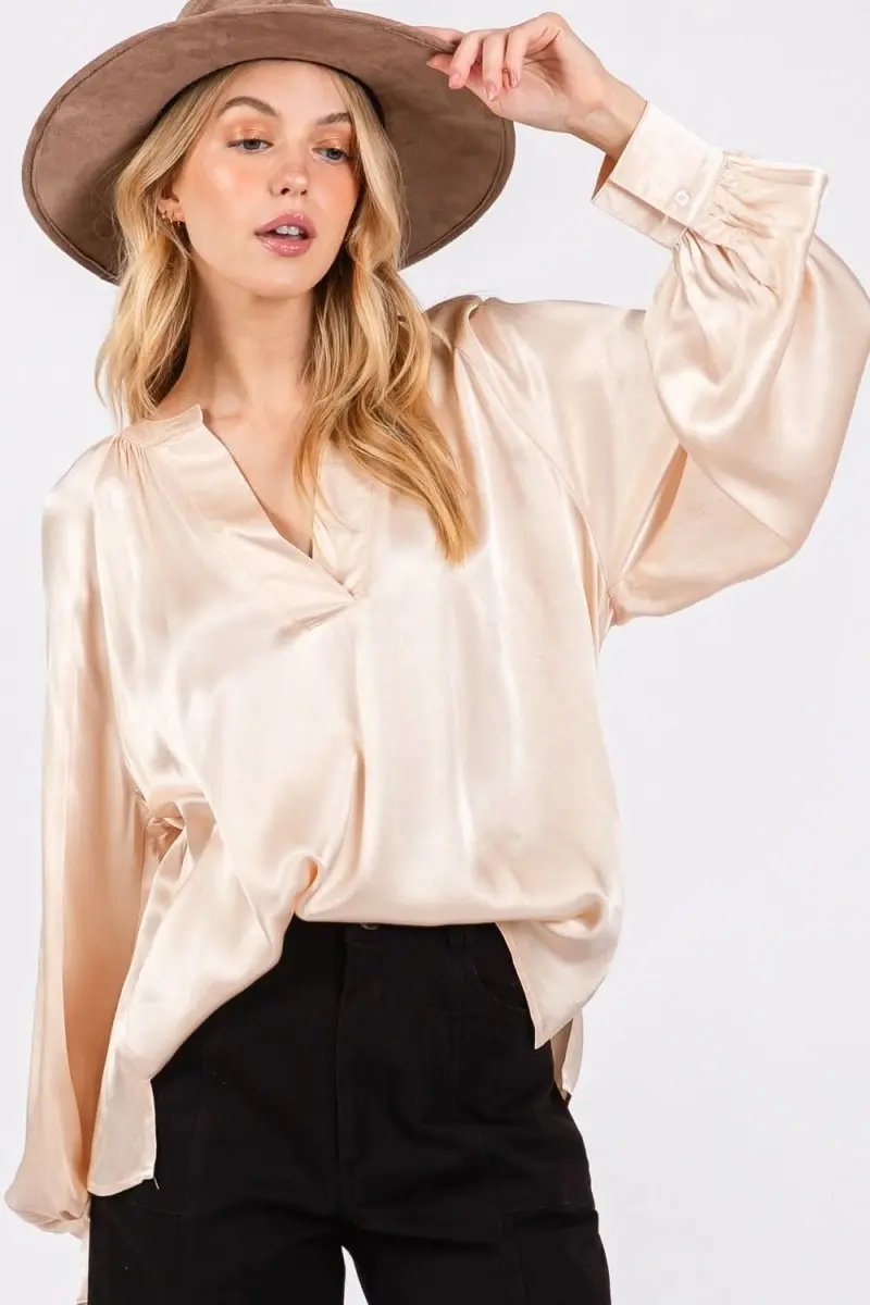 Accessories Trendsi SAGE+FIG Long Sleeve Top Women's Casual Blouse Soft & Comfy Shirt