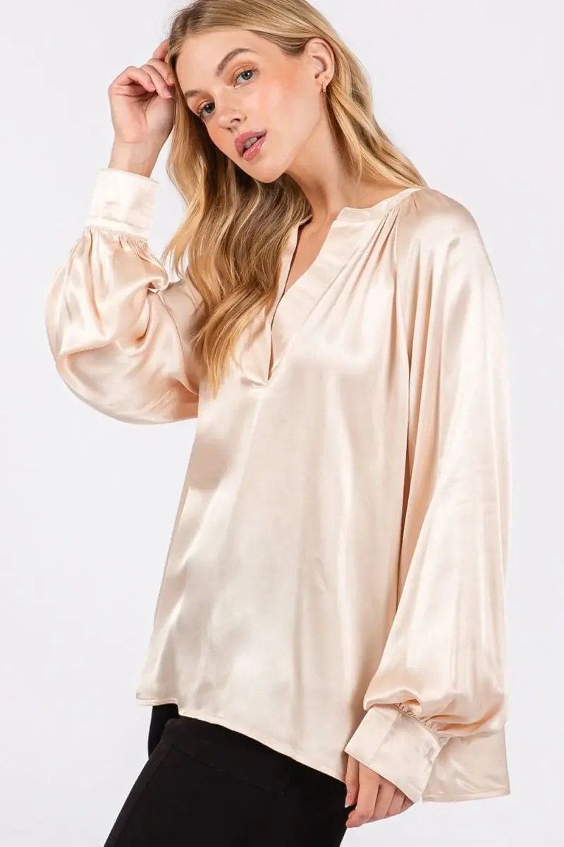 Accessories Trendsi SAGE+FIG Long Sleeve Top Women's Casual Blouse Soft & Comfy Shirt