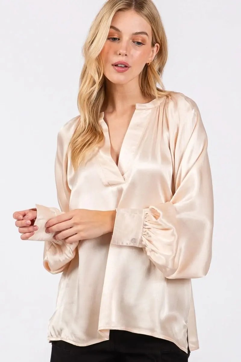 Accessories Trendsi SAGE+FIG Long Sleeve Top Women's Casual Blouse Soft & Comfy Shirt