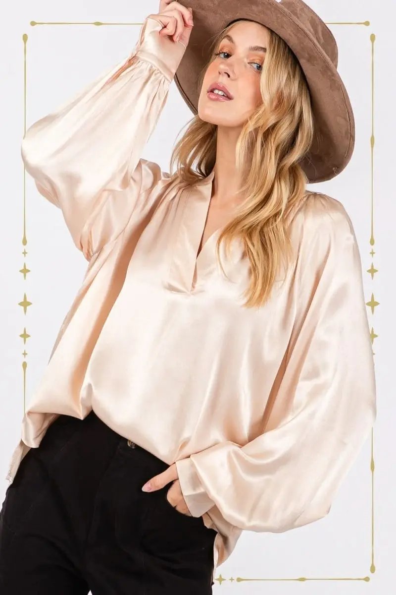 Accessories Trendsi SAGE+FIG Long Sleeve Top Women's Casual Blouse Soft & Comfy Shirt