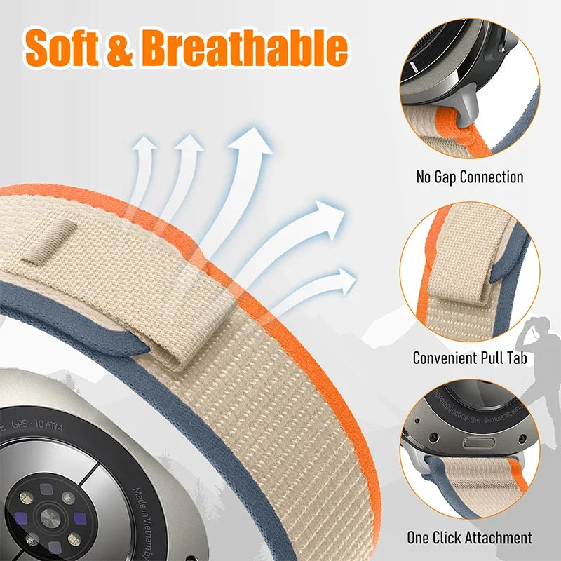 Nylon Galaxy Watch8, Classic, Watch9 Band Rugged Hook Loop