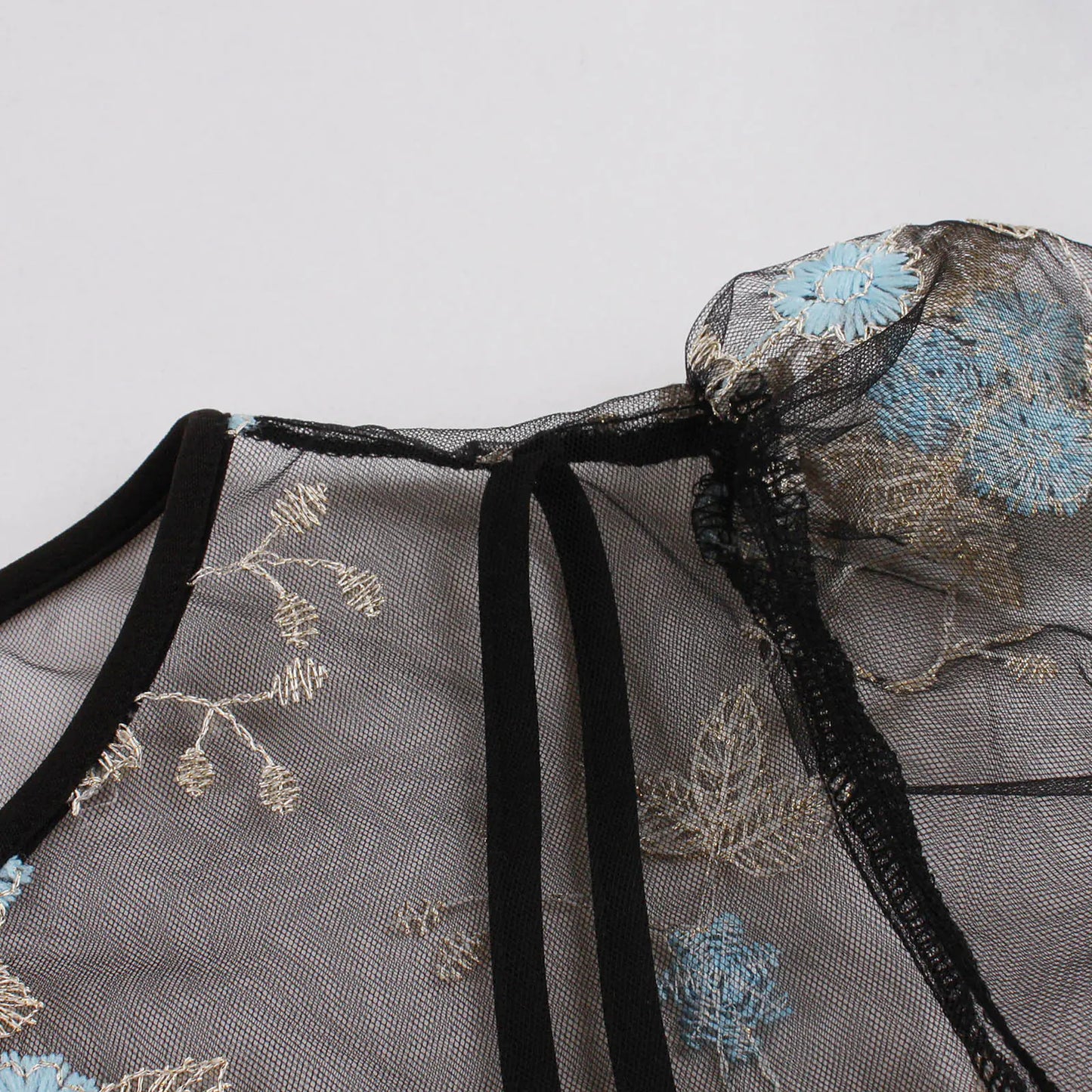 Elegant 1950s Embroidered Mesh Retro Party Dress