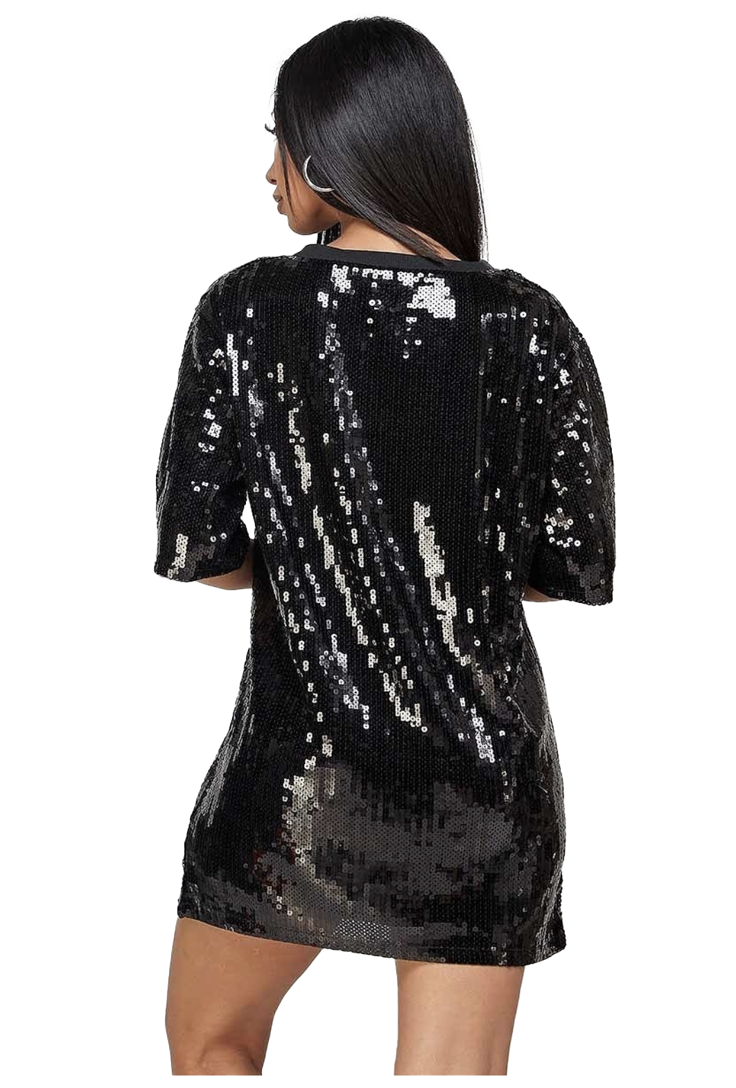 Vestido Oversized de Camiseta con Lentejuelas para Cumpleaños "Reina" {Letras Doradas y Blancas}