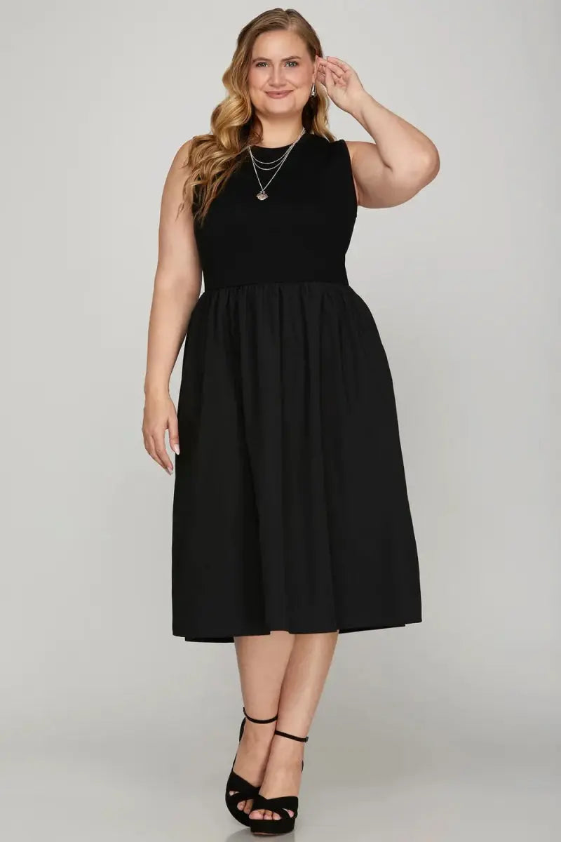 Women's Midi Dress Midi Dress - Poplin Lightweight Plus Size - Casual Summer Style