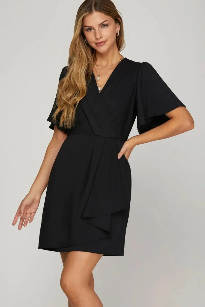 Dresses Trendsi Ruffle Mini Dress Women's Party, Date Night Dress - Flutter Sleeve, Surplice