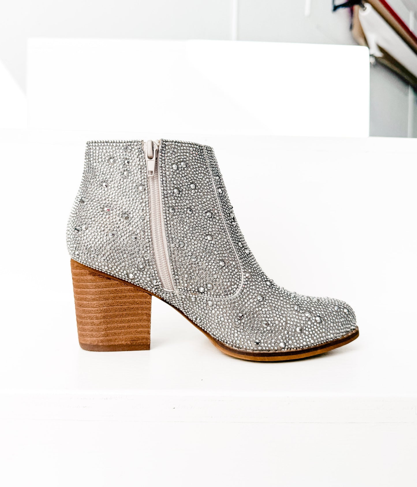 Botín Shine Star Rhinestone en plateado