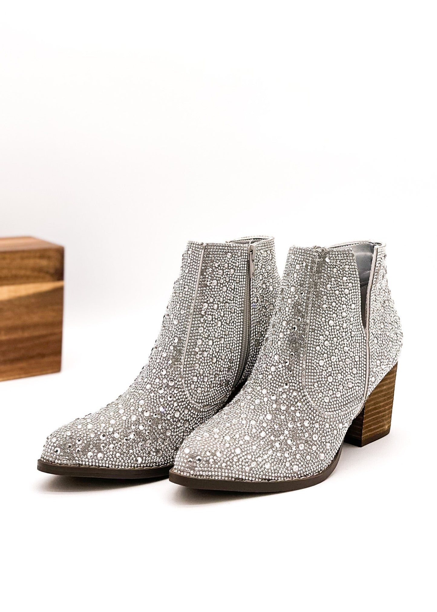Botín Shine Star Rhinestone en plateado