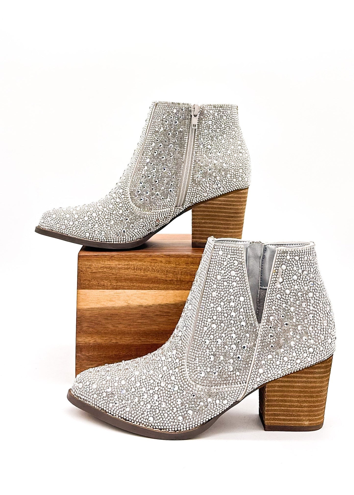 Botín Shine Star Rhinestone en plateado