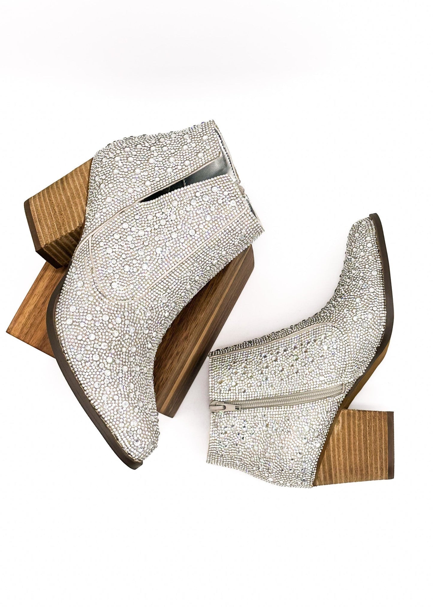 Botín Shine Star Rhinestone en plateado