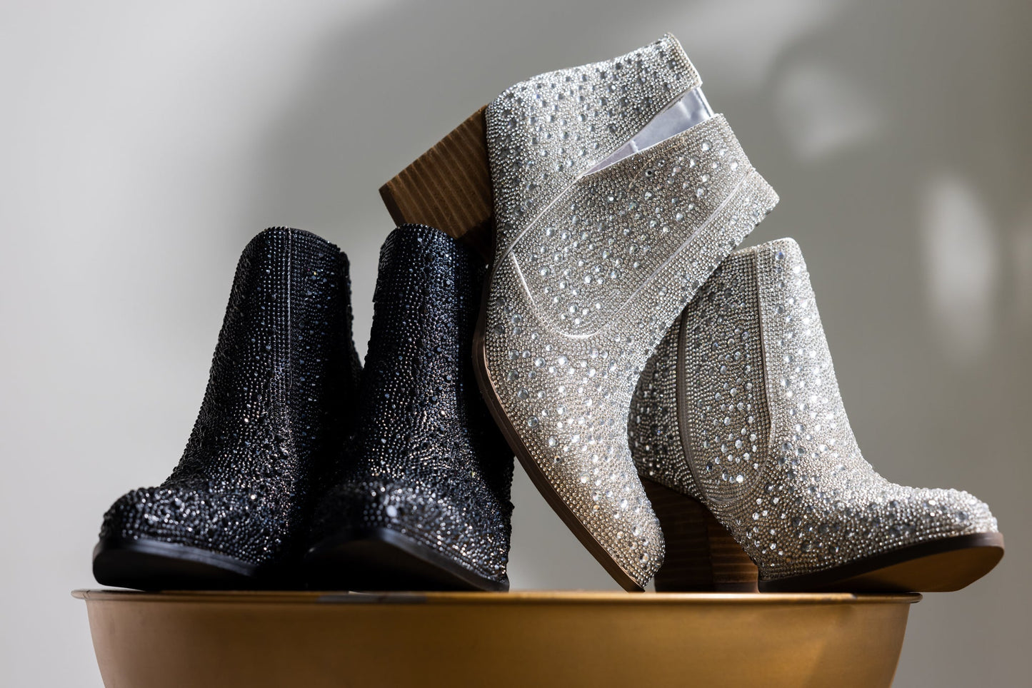 Botín Shine Star Rhinestone en plateado