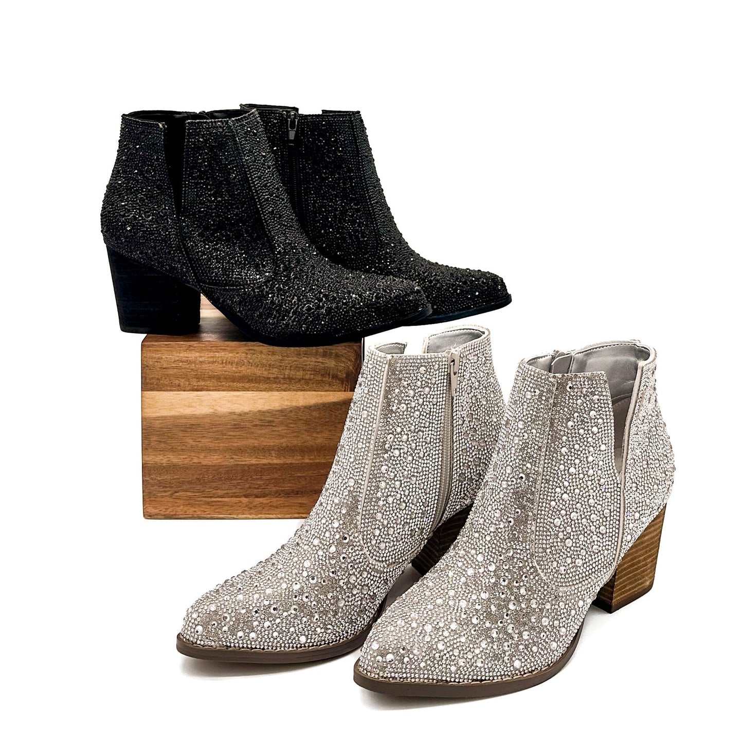 Botín Shine Star Rhinestone en plateado