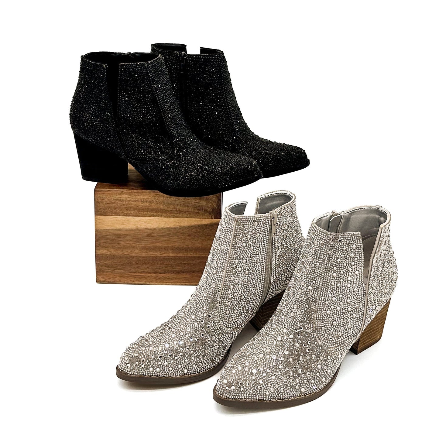 Botín Shine Star Rhinestone en plateado
