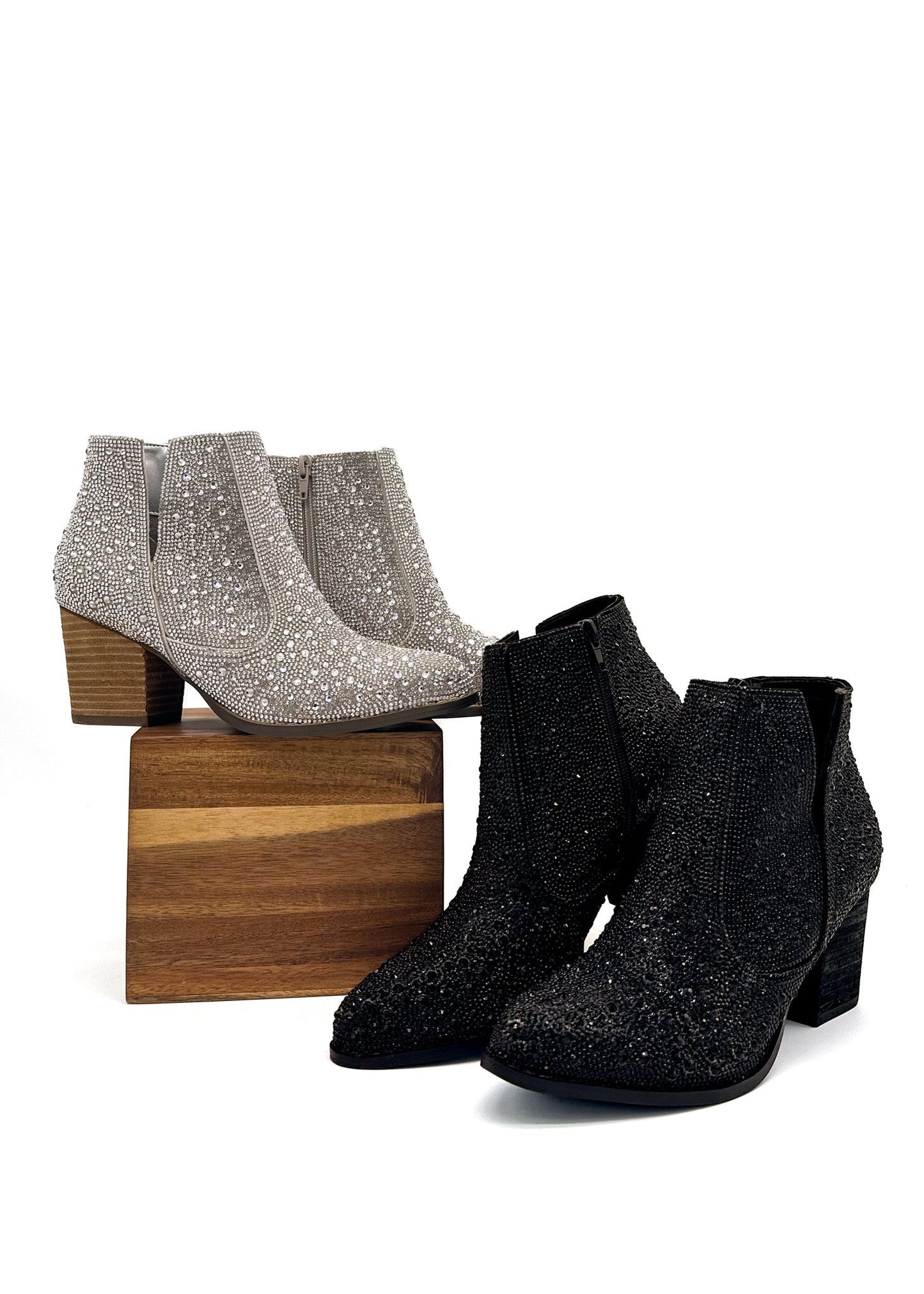Botín Shine Star Rhinestone en plateado