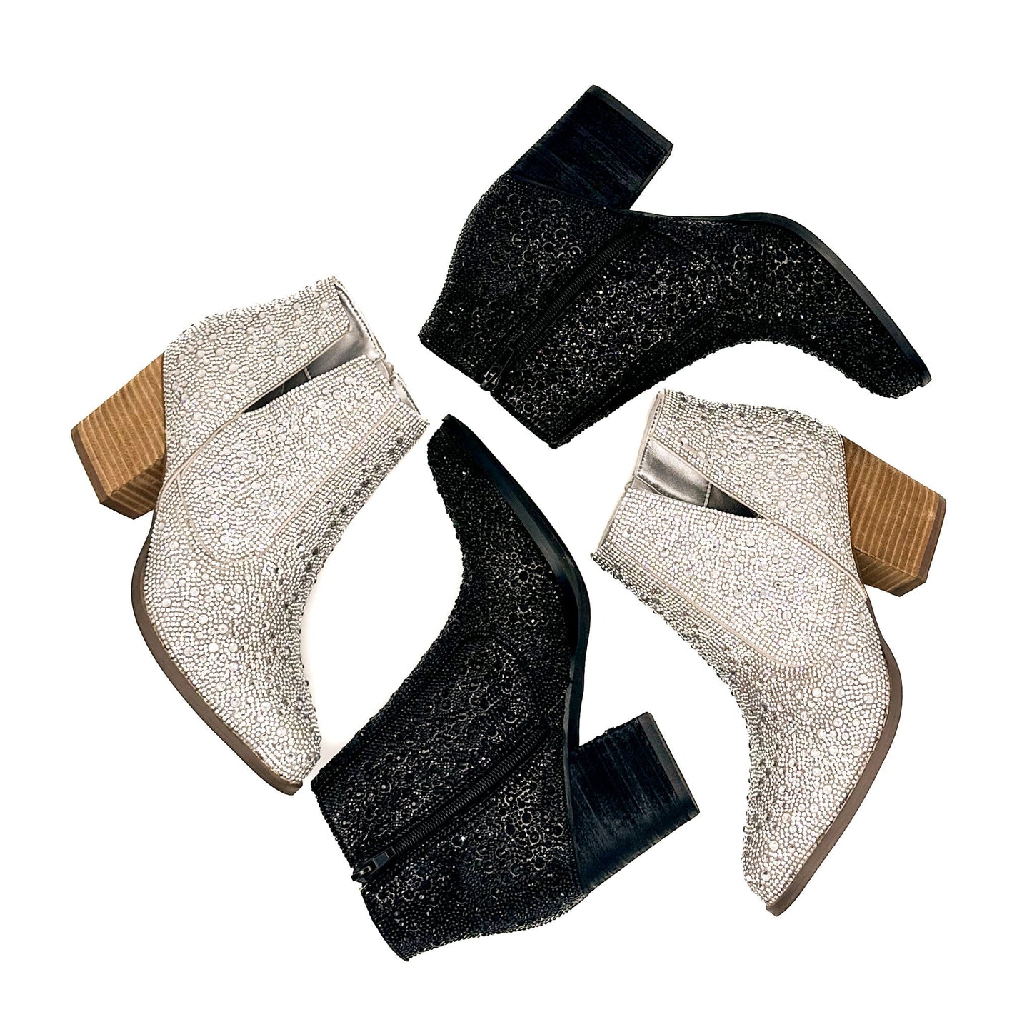 Botín Shine Star Rhinestone en plateado