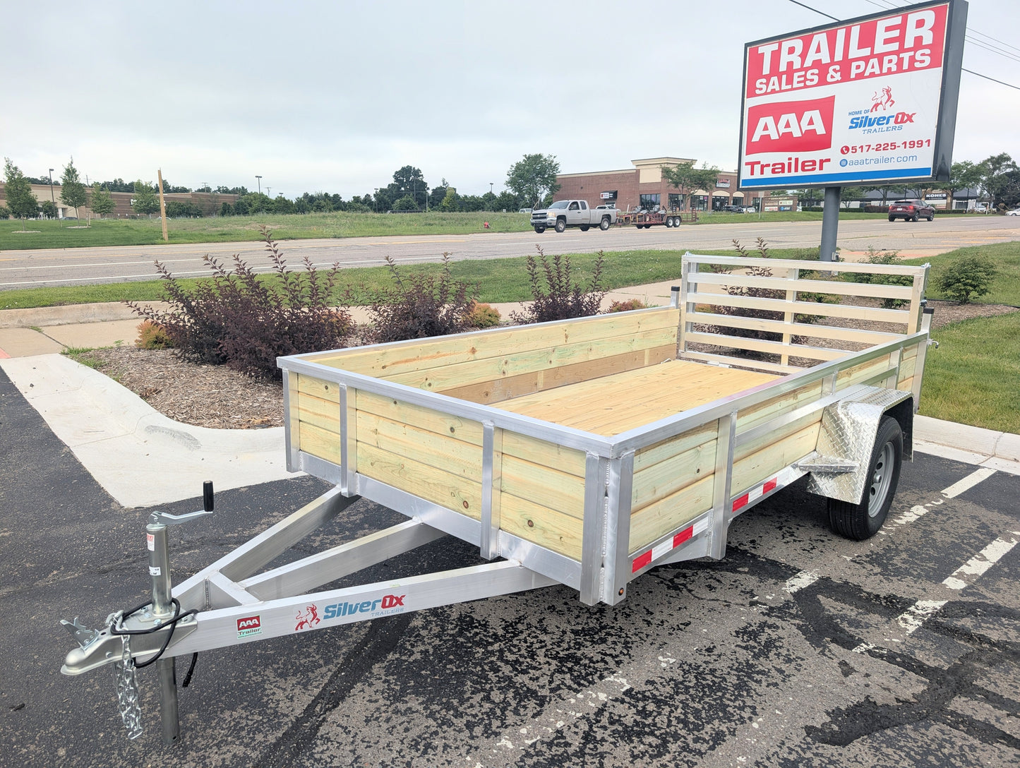 Silver Ox 6x12 Single Axle Woody 3 Board Woodside Aluminum Utility Trailer w Bi-Fold Ramp