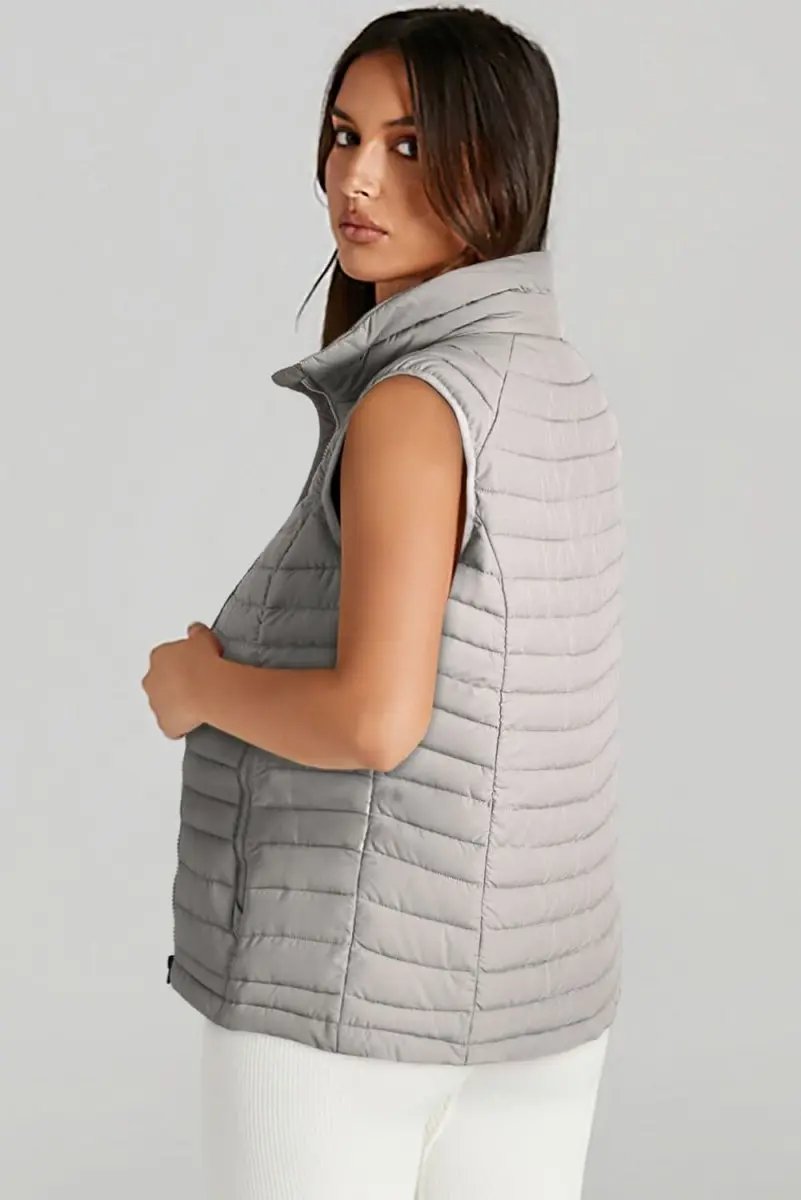 Love Salve Quilted Puffer Vest Women's Silvery Layering — Lightweight Warmth