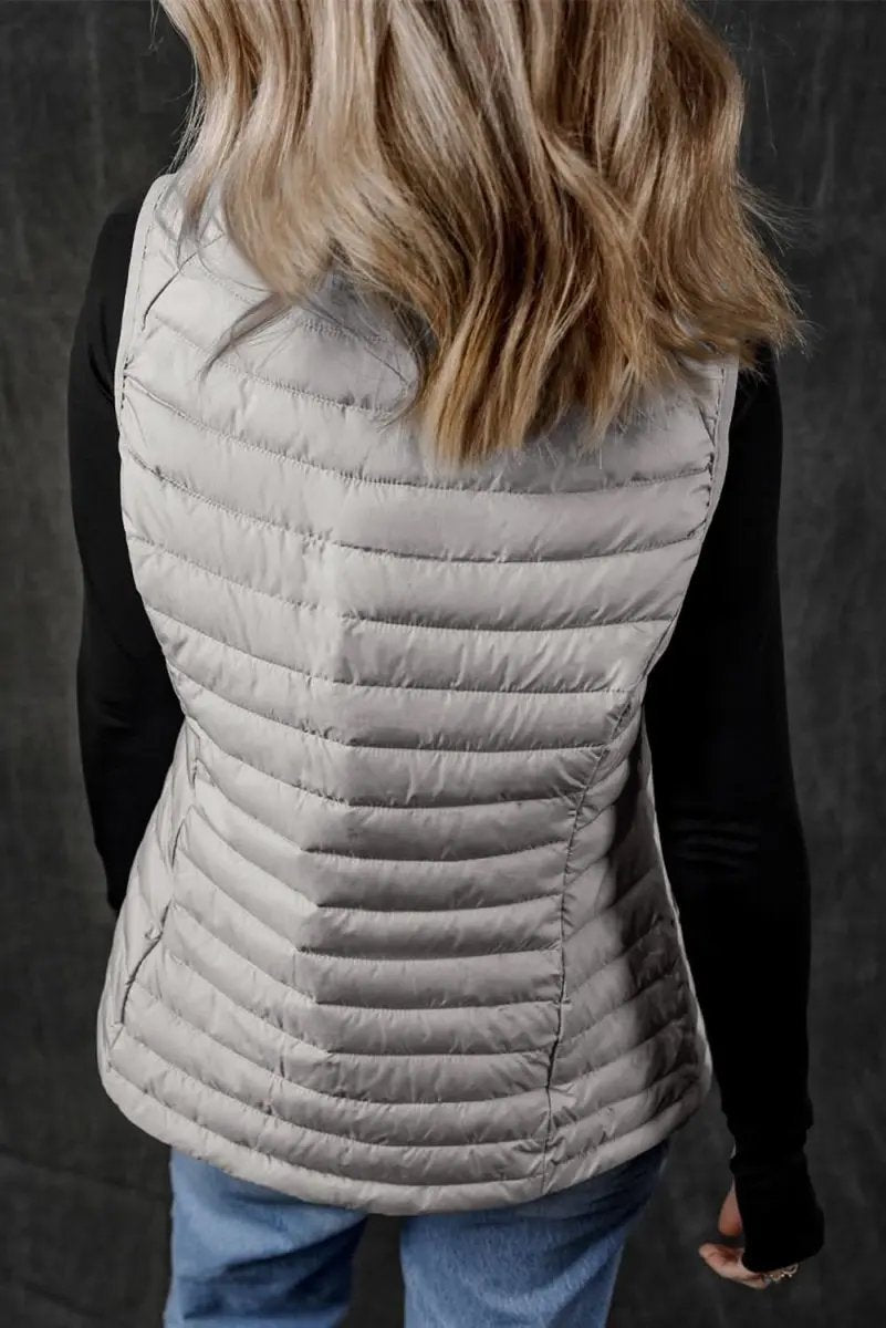 Love Salve Quilted Puffer Vest Women's Silvery Layering — Lightweight Warmth