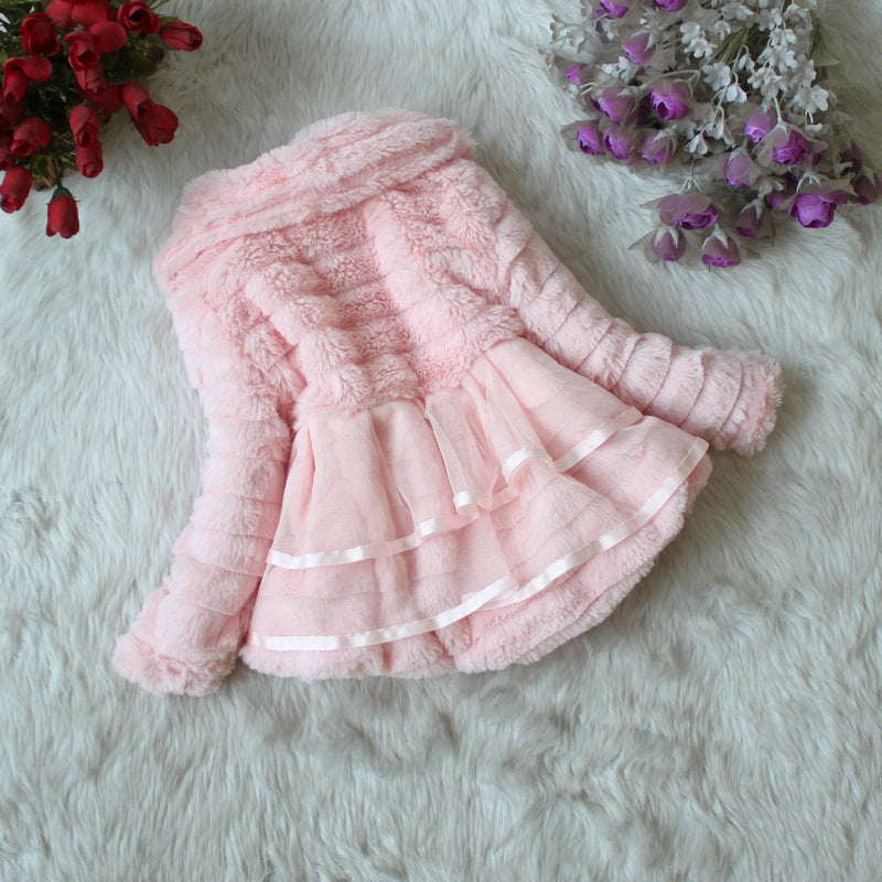 Simple And Thick Winter Girl's Fur Coat - # GIAA21210051