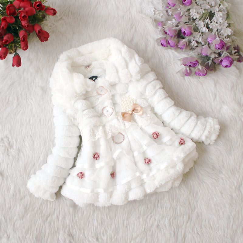 Simple And Thick Winter Girl's Fur Coat - # GIAA21210051