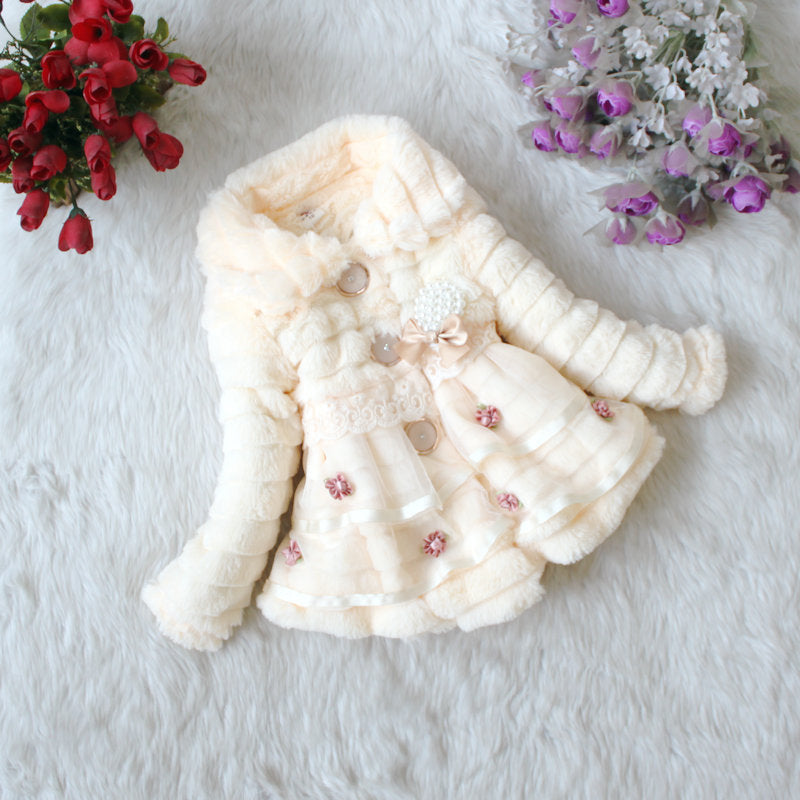 Simple And Thick Winter Girl's Fur Coat - # GIAA21210051