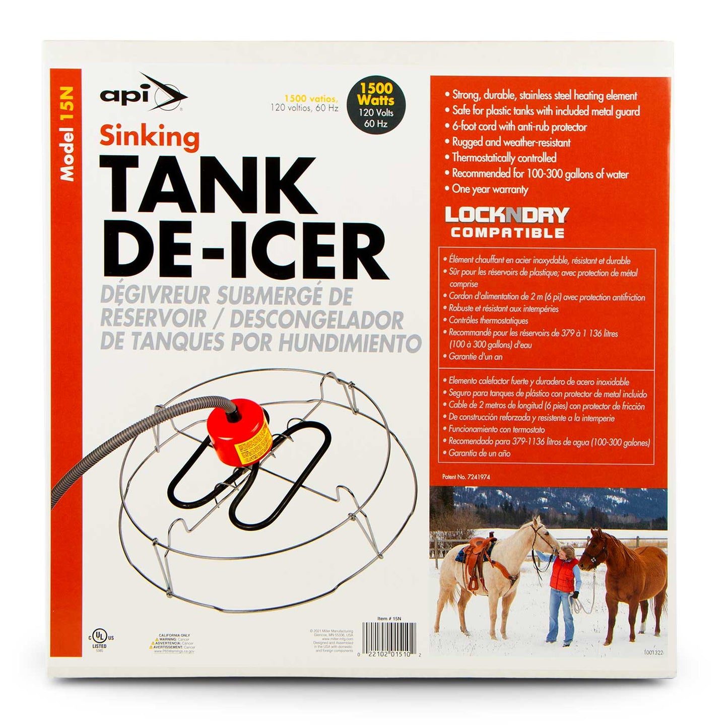 Descongelador de Tanques Sumergible, 1500 Watts