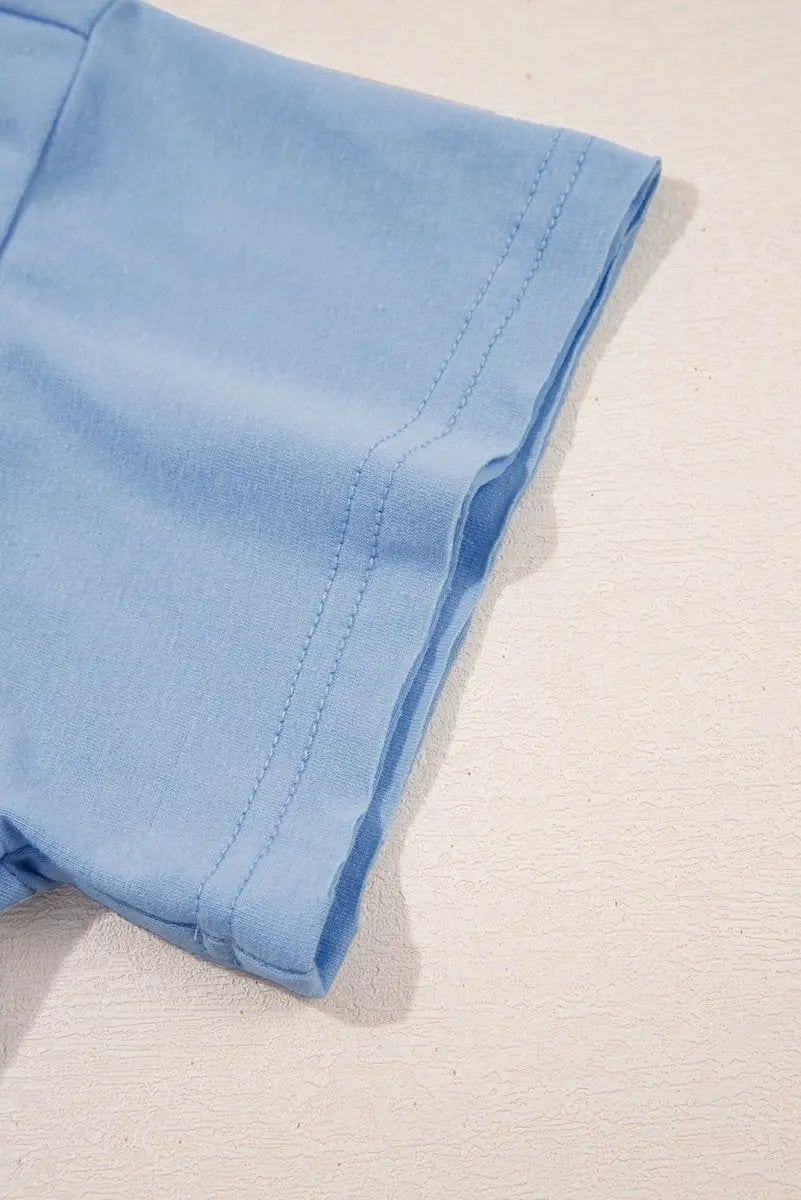 Dresses Love Salve Sky Blue Babydoll Dress Women's Casual Summer Mini Dress Pocketed, Raw Edge
