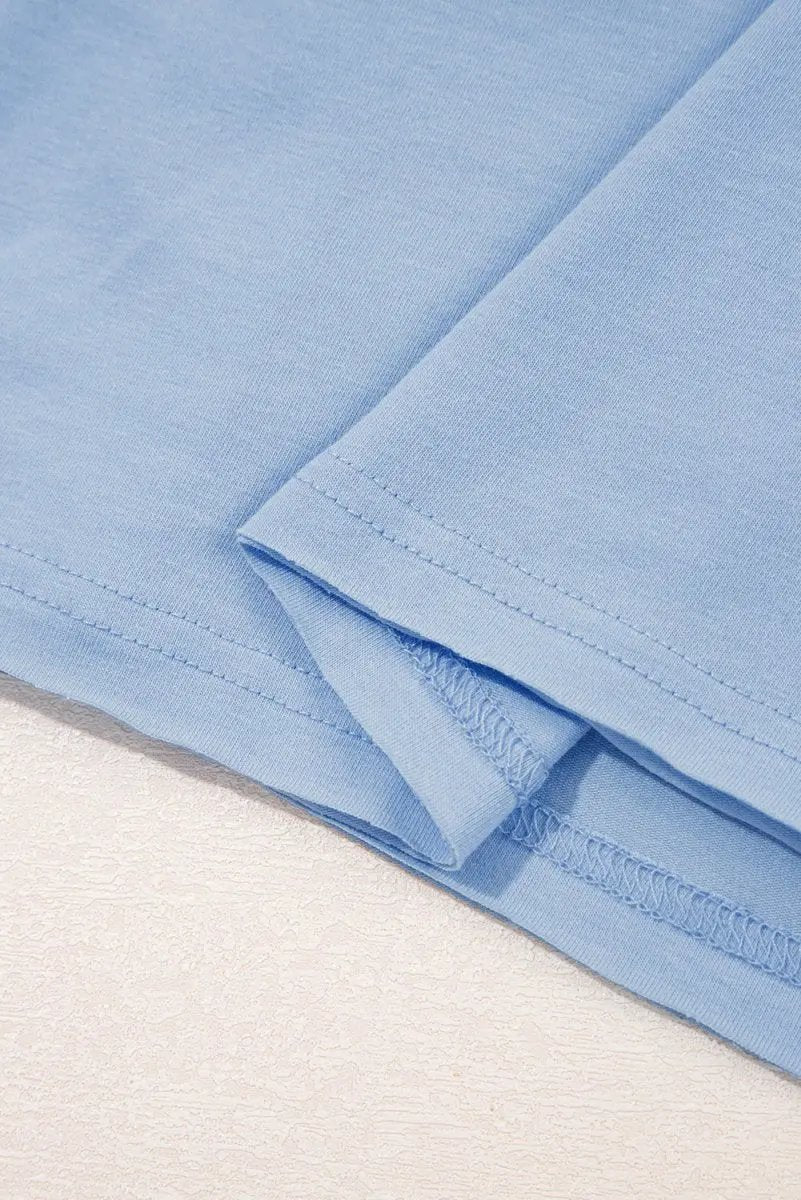 Dresses Love Salve Sky Blue Babydoll Dress Women's Casual Summer Mini Dress Pocketed, Raw Edge