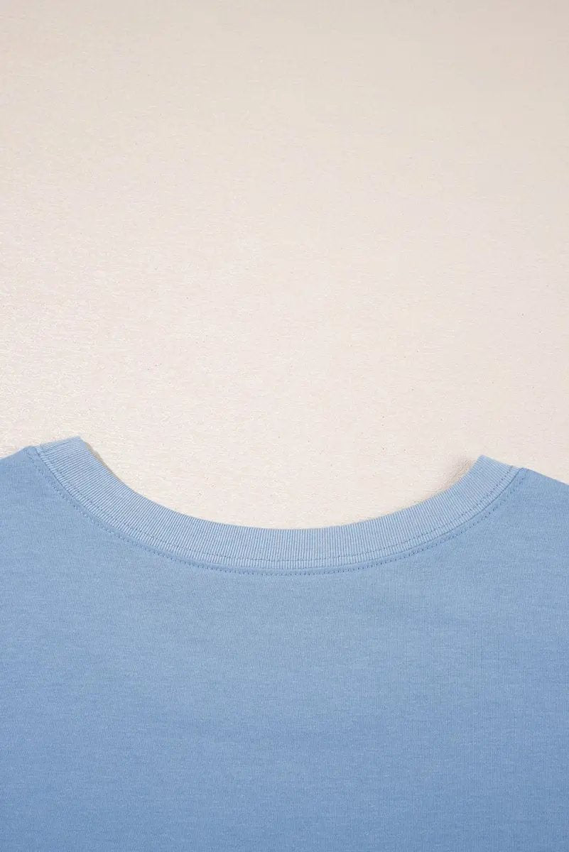 Dresses Love Salve Sky Blue Babydoll Dress Women's Casual Summer Mini Dress Pocketed, Raw Edge