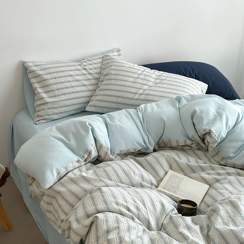 French Country Striped Duvet Cover Set