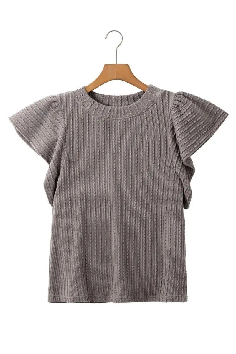 Tops/Blouses & Shirts Love Salve Textured Top Women's Casual Chic Flutter Sleeve Top Elegant, Solid Color