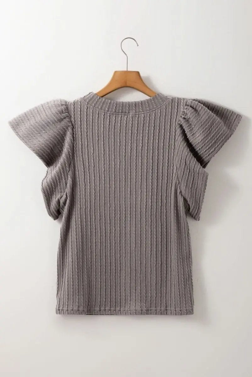 Tops/Blouses & Shirts Love Salve Textured Top Women's Casual Chic Flutter Sleeve Top Elegant, Solid Color
