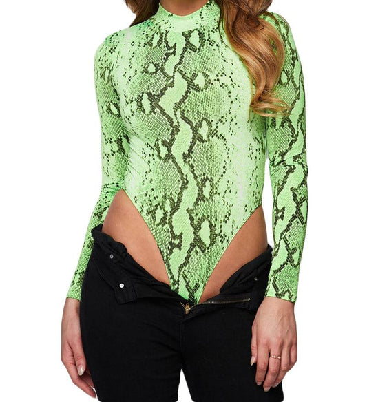 Body de cuello simulado con estampado de serpiente