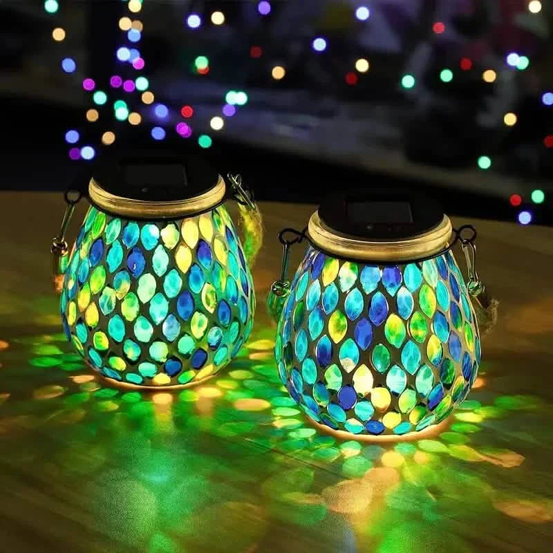 Solar Outdoor Mosaic Lantern