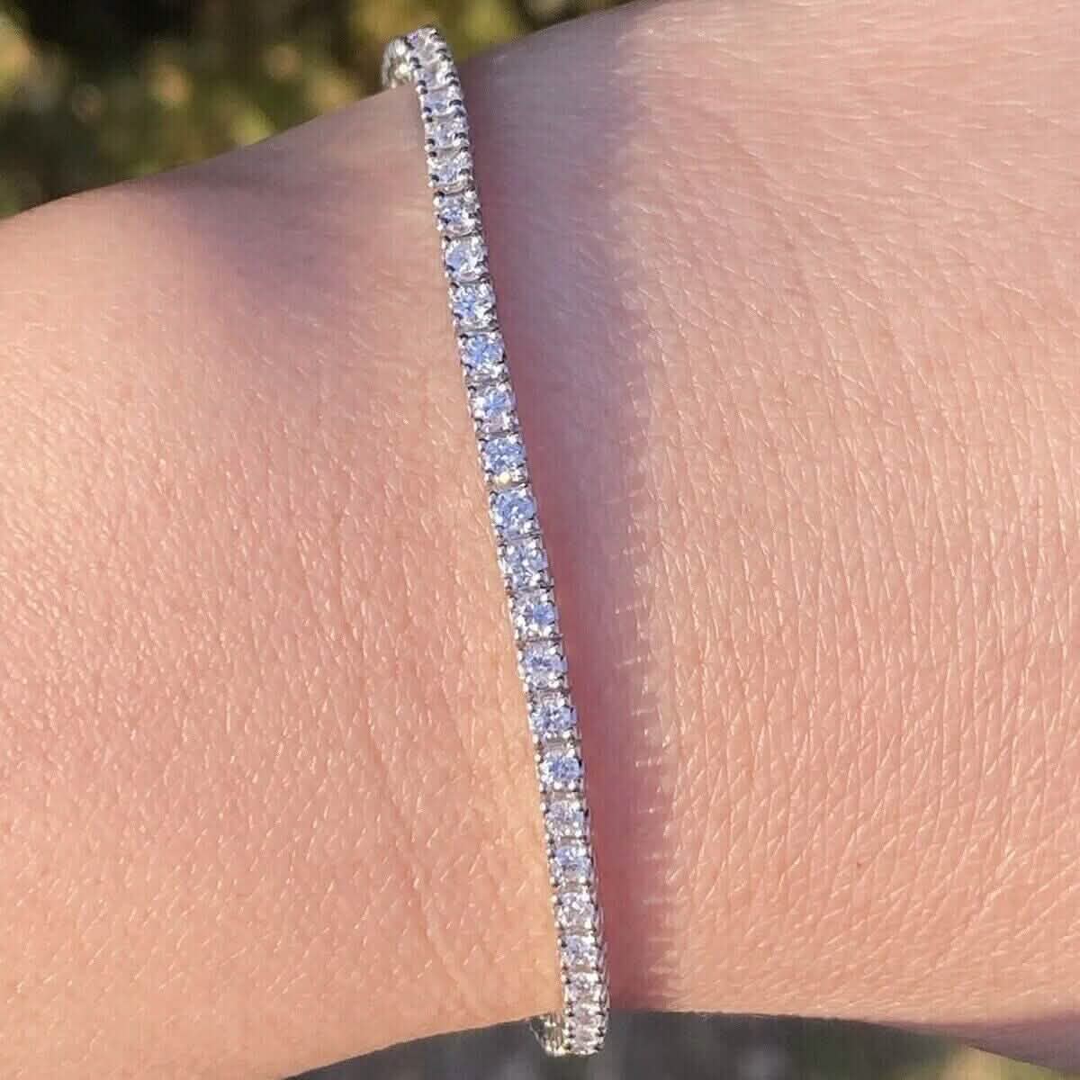 Solid 14K White Gold 2.13CTW 100% Natural Diamond Tennis Bracelet
