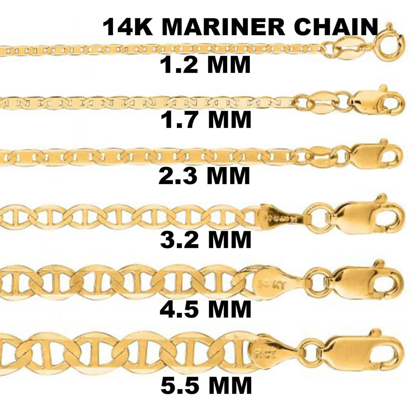 Solid 14K Yellow Gold Mariner Link Chain Necklace