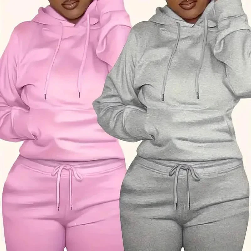 Solid Drawstring Casual Long Sleeve Hoodie