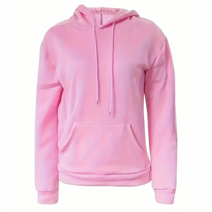 Solid Drawstring Casual Long Sleeve Hoodie