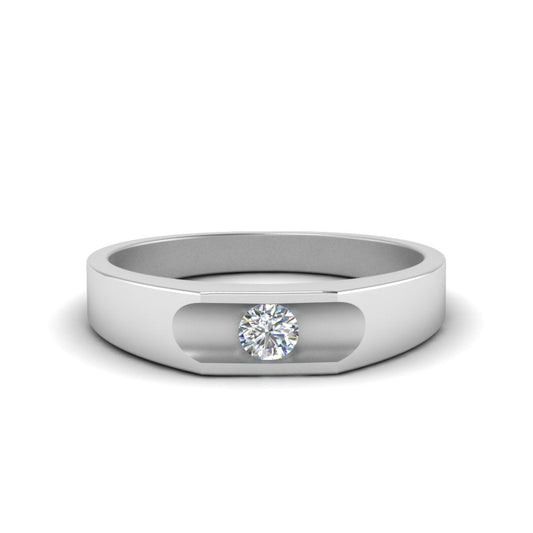 Half Bezel Solitaire Mens Diamond Ring