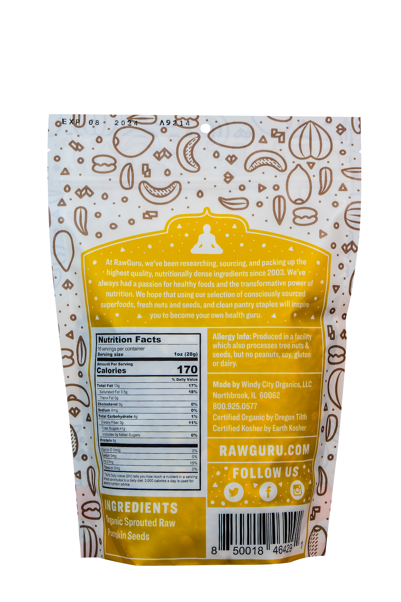 Organic Sprouted Pumpkin Seeds - 16 oz