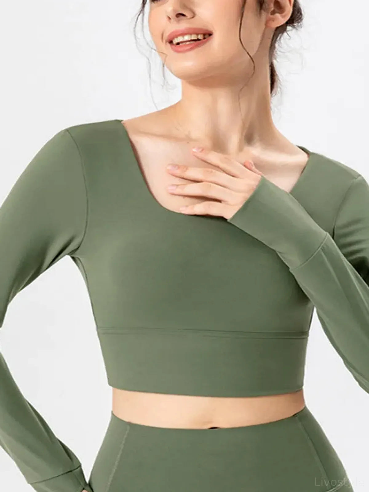 Square Neck Crisscross Active T-Shirt