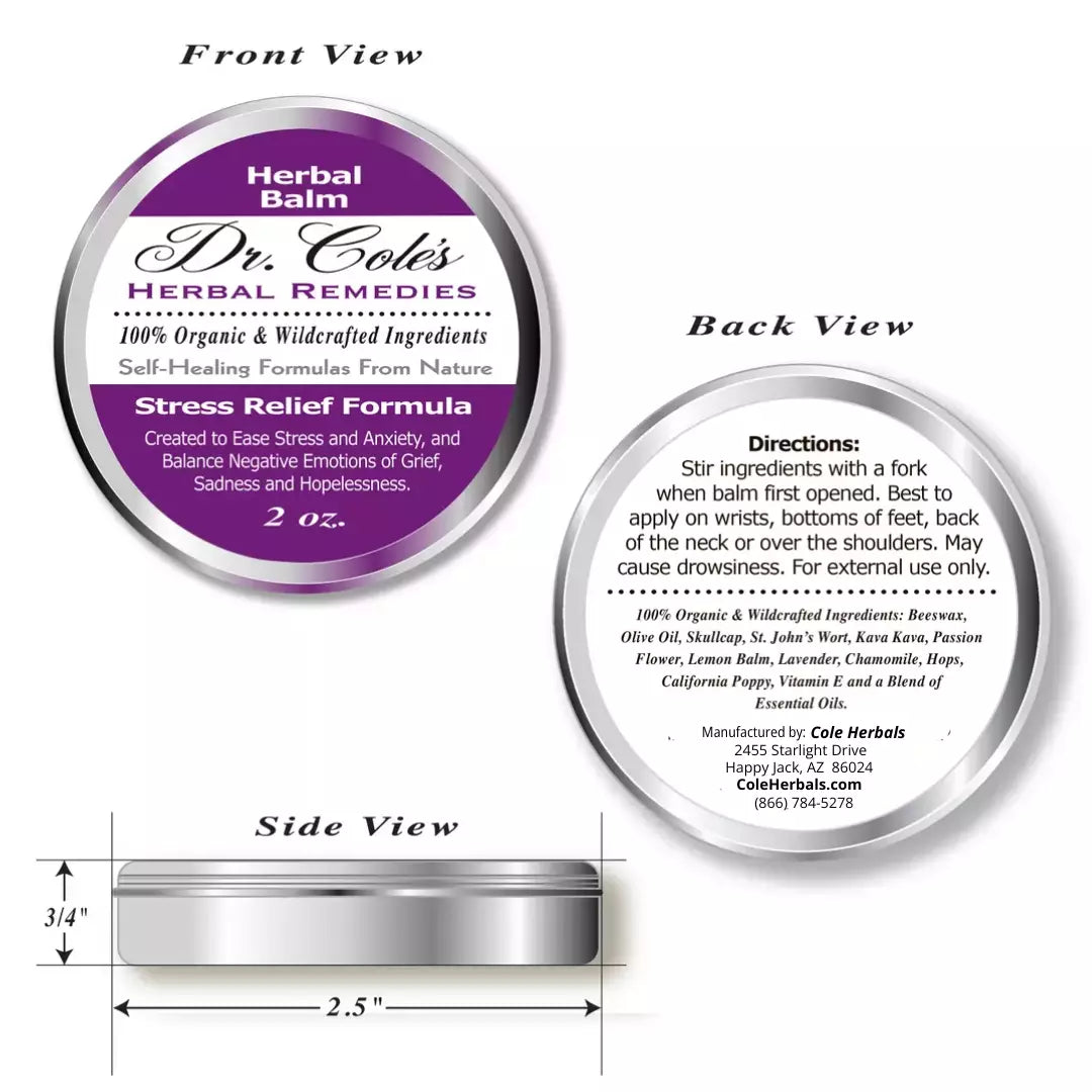 29 - Bálsamo herbal orgánico para aliviar el estrés del Dr. Cole